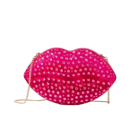 Whimsy_and_Rose Handbags - Rose Red Acrylic Lip Shaped Bag